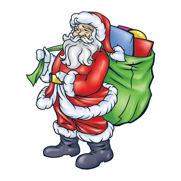Tatuagem temporária Datas e Festas — Papai Noel com saco de presentes. Inclui papai noel, presentes