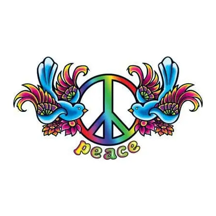 Tatuagem temporária Pássaros — Pássaros e símbolo da paz. Inclui pássaros, paz