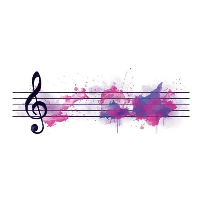Tatuagem temporária Música — Pauta musical em aquarela. Inclui pauta