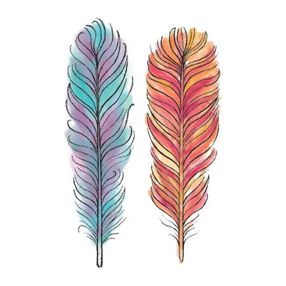 Tatuagem temporária Pássaros — Penas coloridas. Inclui penas