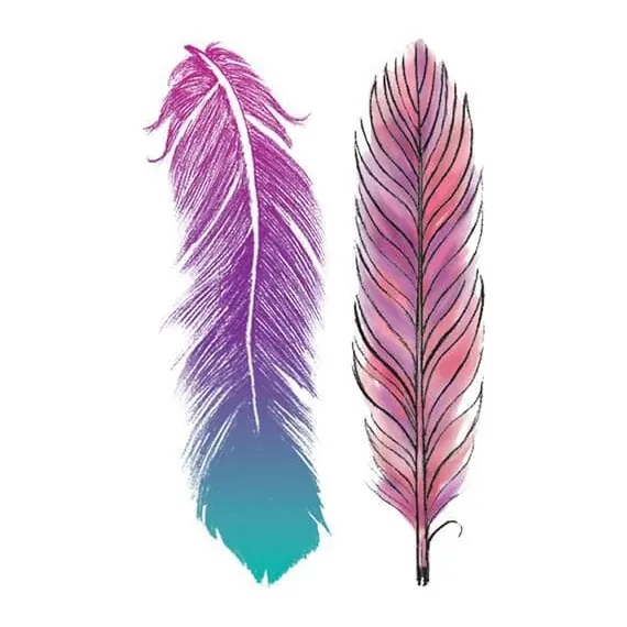 Tatuagem temporária Folhas e Plantas — Penas pastel. Inclui penas
