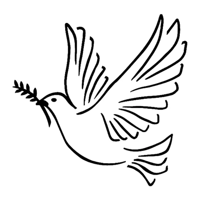 Tatuagem temporária Pássaros — Pomba da paz com ramo. Inclui pomba, ramo