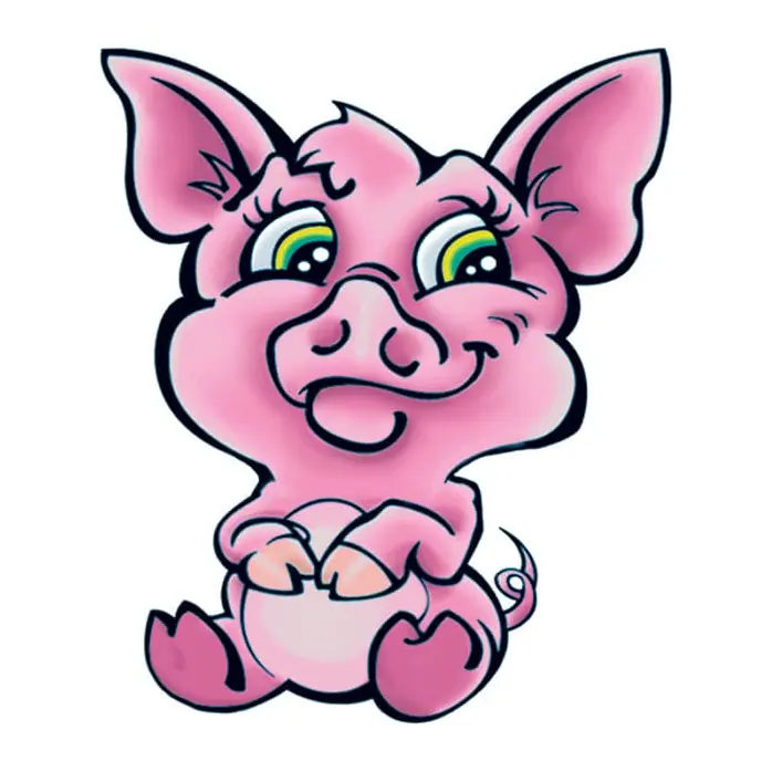 Tatuagem temporária Bichinhos Fofos — Porquinho rosa — Modelo 1. Inclui porquinho