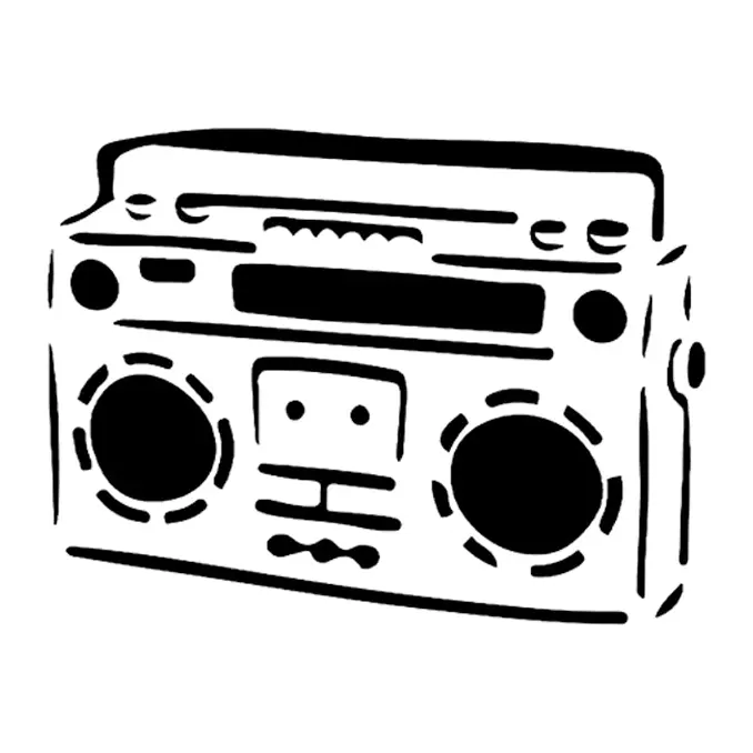 Tatuagem temporária Música — Rádio boombox. Inclui rádio