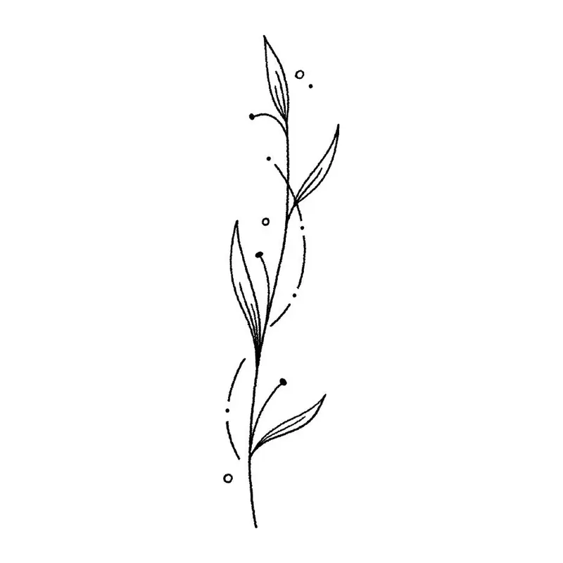 Tatuagem temporária Folhas e Plantas — Ramo fino de folhas. Inclui folhas