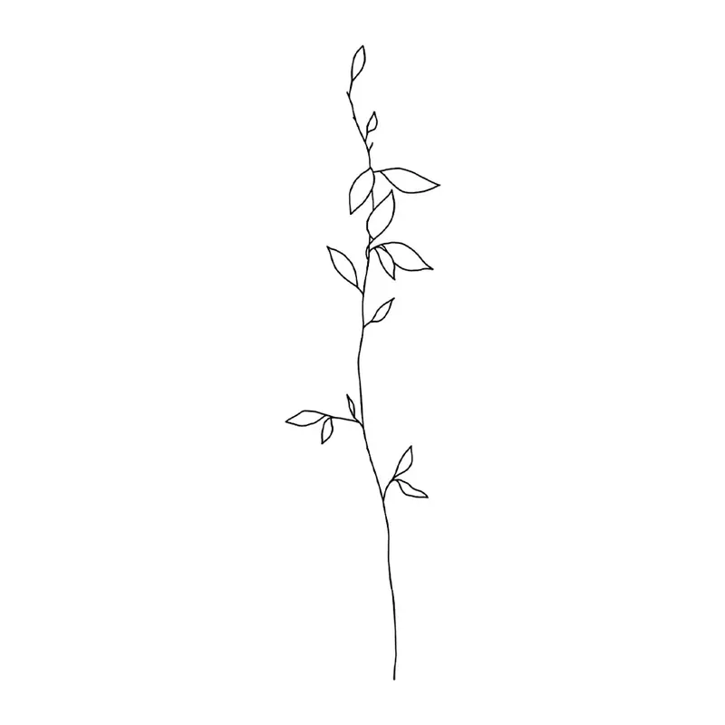 Tatuagem temporária Folhas e Plantas — Ramo fino. Inclui ramo