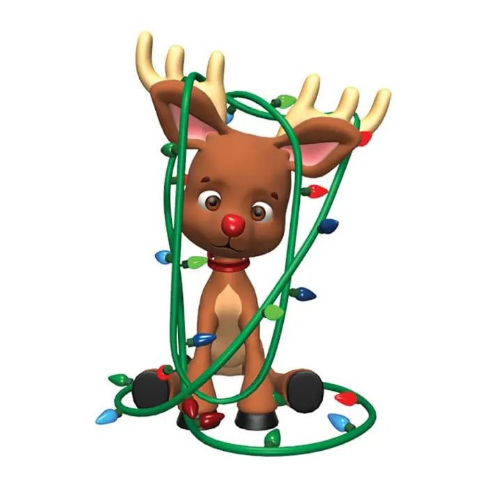 Tatuagem temporária Datas e Festas — Rena presa em luzes de Natal. Inclui rena, luzes