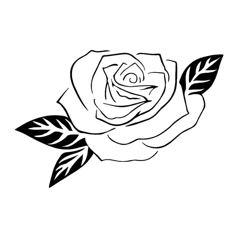 Tatuagem temporária Flores — Rosa com folhas. Inclui rosa
