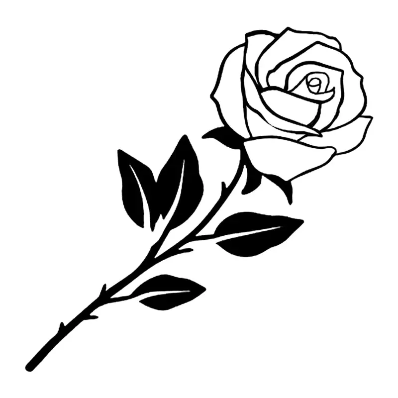 Tatuagem temporária Flores — Rosa com haste e folhas. Inclui rosa