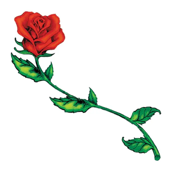 Tatuagem temporária Flores — Rosa de haste longa. Inclui rosa