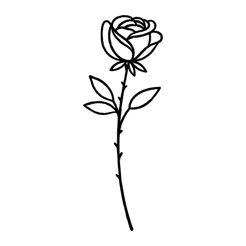 Tatuagem temporária Flores — Rosa fina com haste. Inclui rosa