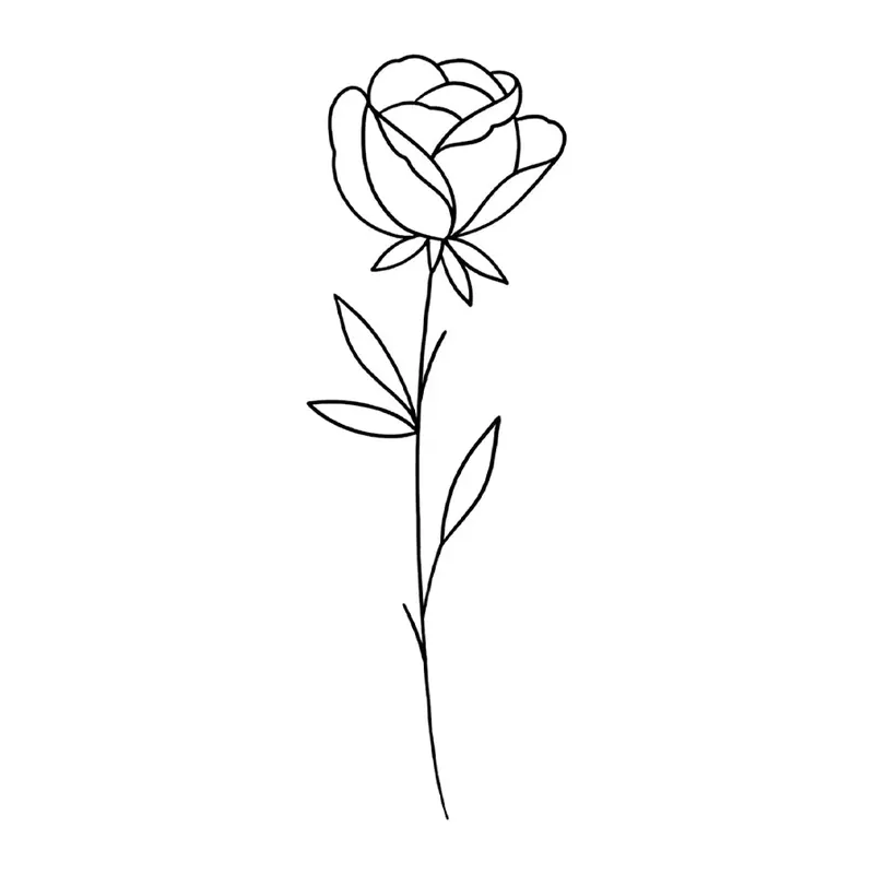 Tatuagem temporária Flores — Rosa fina em linha. Inclui rosa