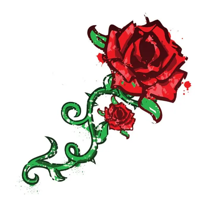 Tatuagem temporária Flores — Rosa vermelha com espinhos. Inclui rosa