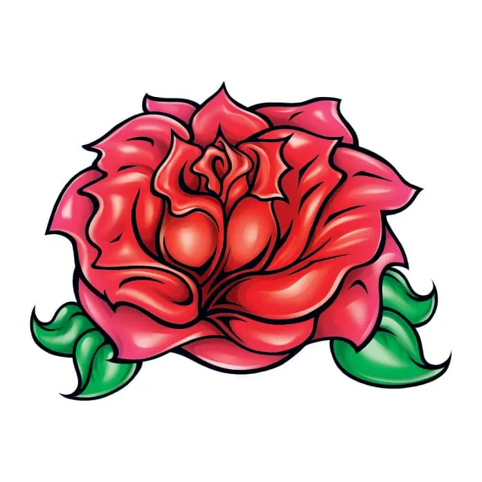 Tatuagem temporária Flores — Rosa vermelha grande. Inclui rosa