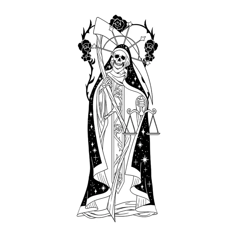 Tatuagem temporária Místico e Esotérico — Santa Muerte. Inclui santa muerte