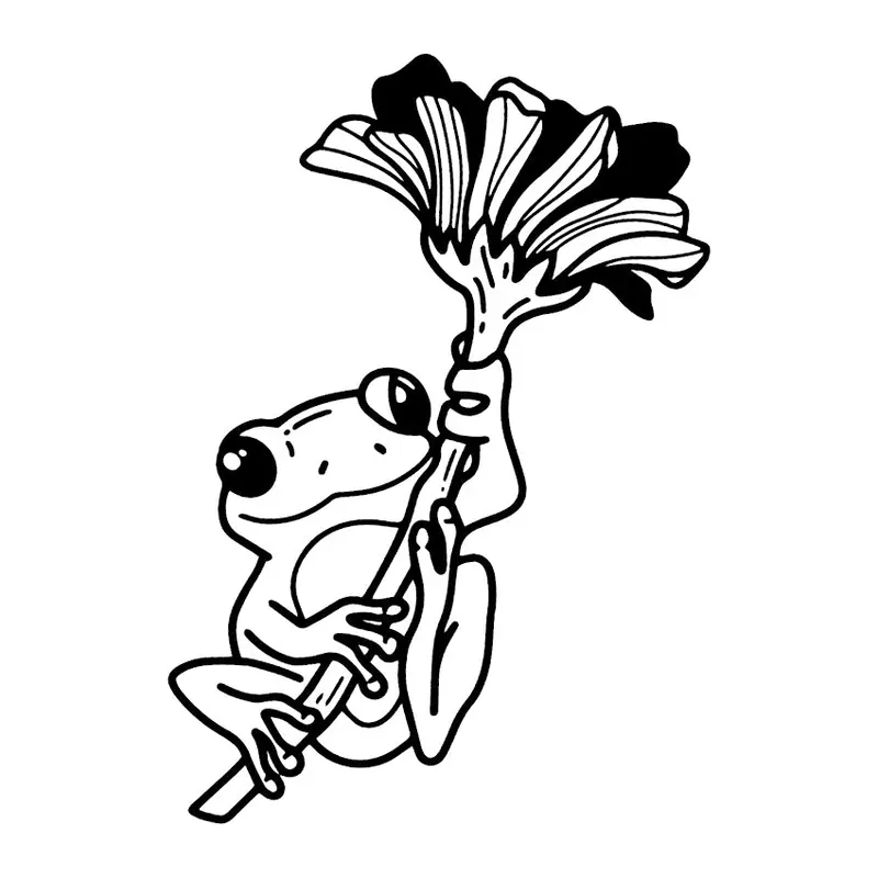 Tatuagem temporária Bichinhos Fofos — Sapo com flor. Inclui sapo, flor