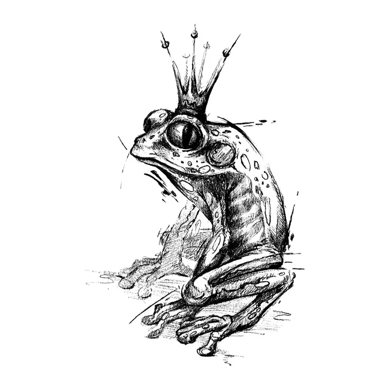 Tatuagem temporária Bichinhos Fofos — Sapo-rei com coroa. Inclui sapo, coroa