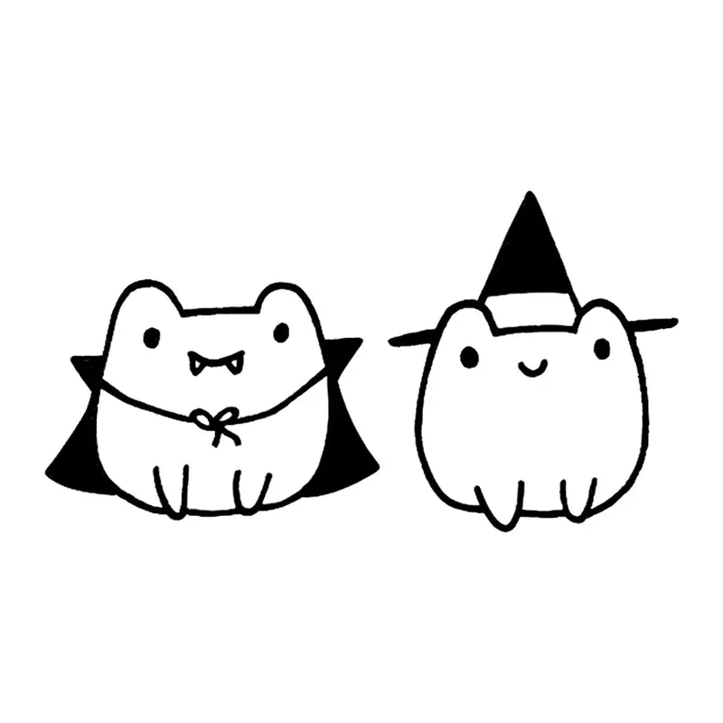 Tatuagem temporária Caveiras e Sombrio — Sapos vampiro e bruxa. Inclui sapo, vampiro, bruxa