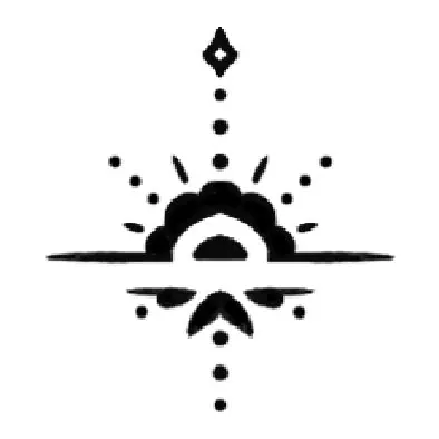 Tatuagem temporária Minimalista — Sol nascente ornamental. Inclui sol