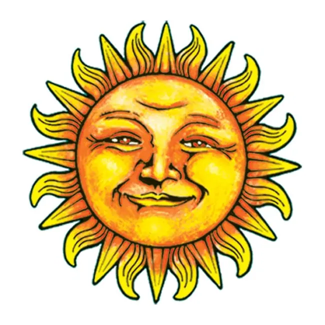Tatuagem temporária Lua e Sol — Sol sorridente. Inclui sol