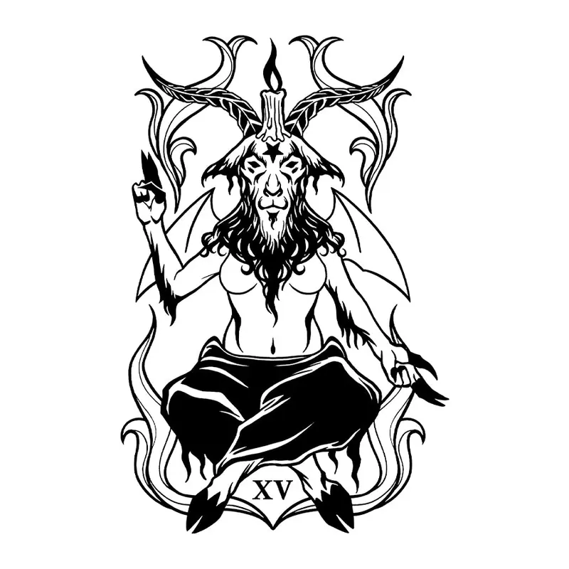 Tatuagem temporária Místico e Esotérico — Tarot: O Diabo. Inclui tarot, baphomet