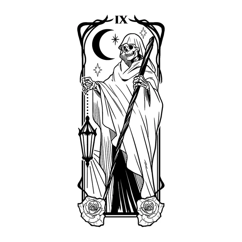 Tatuagem temporária Místico e Esotérico — Tarot: O Eremita. Inclui tarot, eremita