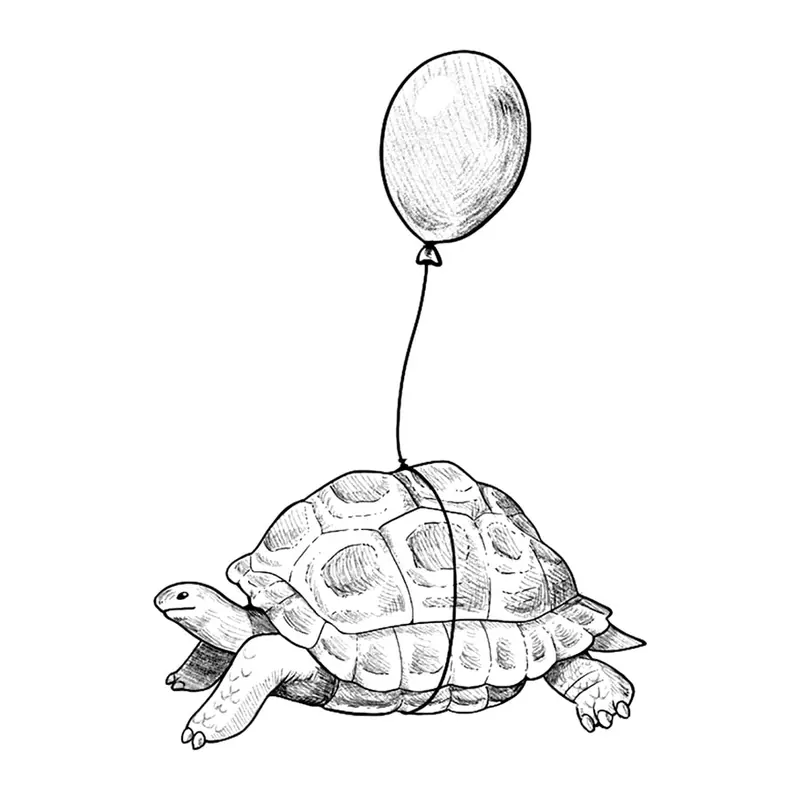 Tatuagem temporária Animais Selvagens — Tartaruga com balão. Inclui tartaruga, balão