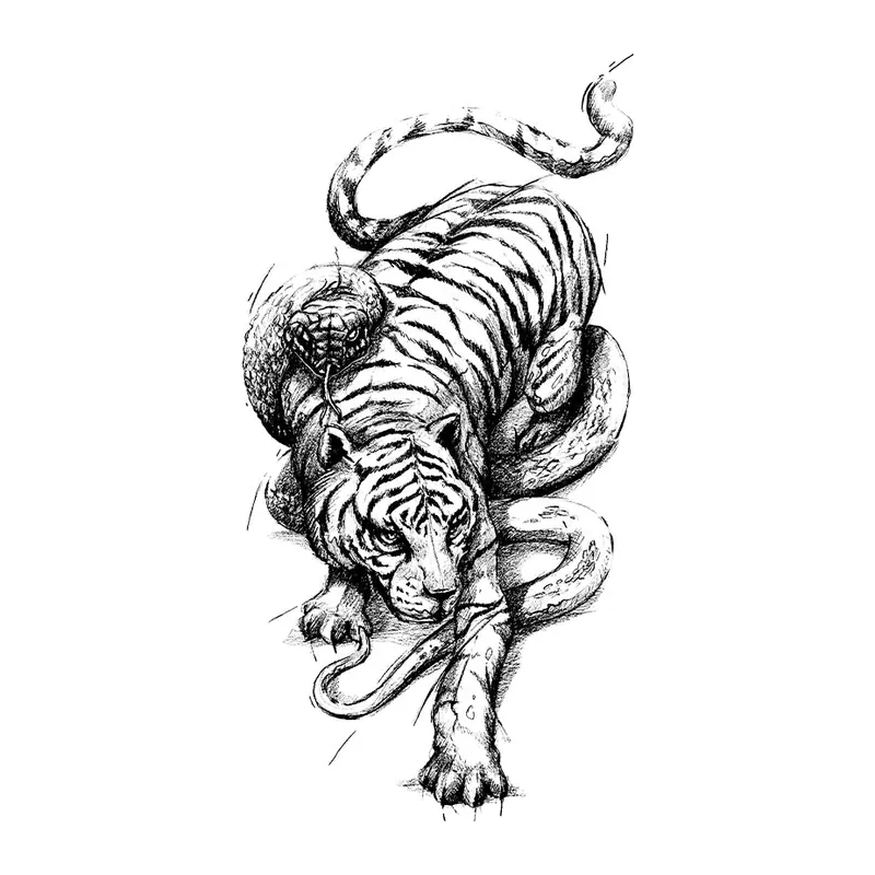 Tatuagem temporária Animais Selvagens — Tigre em ataque. Inclui tigre