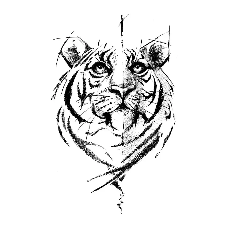 Tatuagem temporária Animais Selvagens — Tigre em traço fino. Inclui tigre
