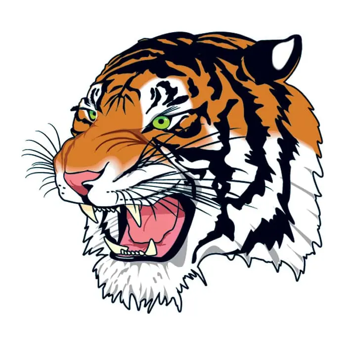 Tatuagem temporária Animais Selvagens — Tigre rugindo — rosto. Inclui tigre