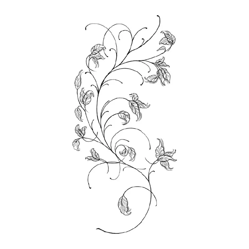 Tatuagem temporária Flores — Trepadeira florida fina. Inclui flores