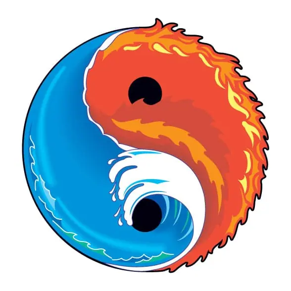 Tatuagem temporária Espiritual e Religioso — Yin yang de fogo e água. Inclui yin yang